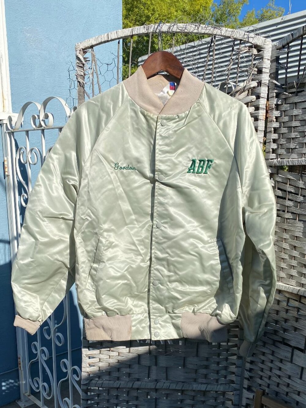 1980s ABF Freight Trucker Embroidered Satin Bomber Jacket USA Made Vintage